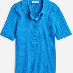 J. Crew TENCEL™ lyocell-blend short-sleeve polo shirt Sz M Blue
